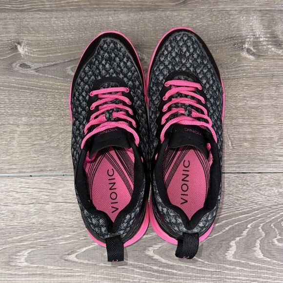 Vionic 335Python Women's Sz 7M Black Pink Low Top Lace Up Walking Sneakers - Picture 5 of 10